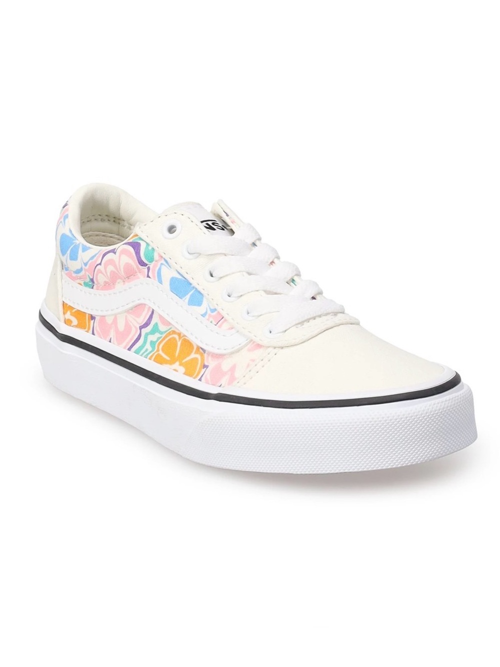Vans Ward Kids' Sneakers Kids Cream Low-Top Sneakers with Pastel Floral Sz5 - Picture 1 of 9